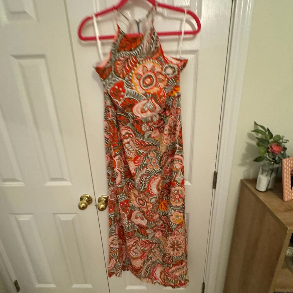 Loft Outlet Small Orange Patterned Dress